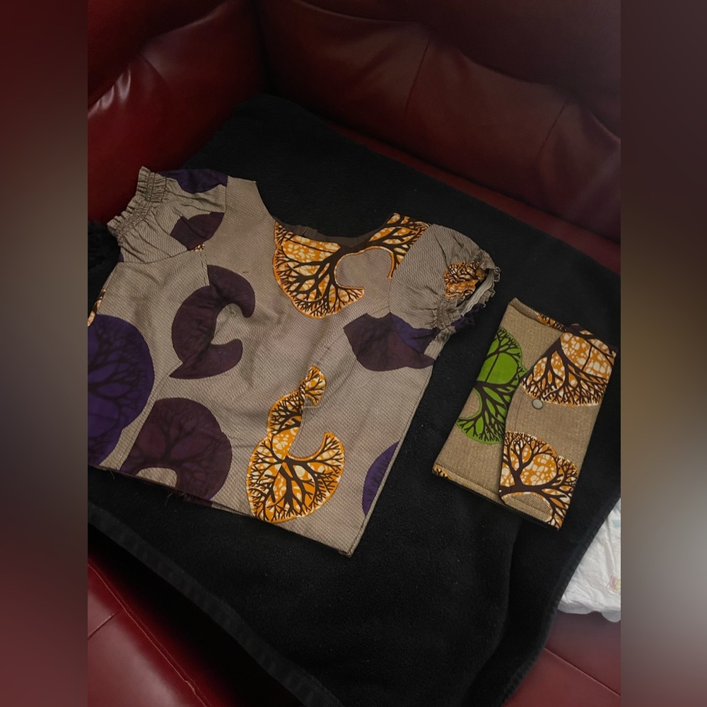 African Crop Top with Matching Clutch Bag.